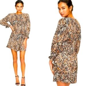 ARITZIA Wilfred Baroque Giselle Bison Animal
Print 3/4 Sleeve Mini Dress, tan